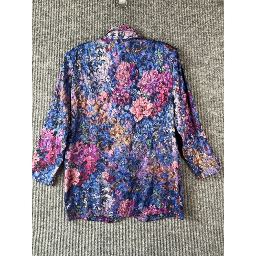 90s Whimsigoth Dark Romantic Floral Jacquard Blazer Jacket USA Made M - Picture 8 of 11